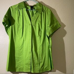 Lane Bryant Vibrant Lime Button Down Shirt